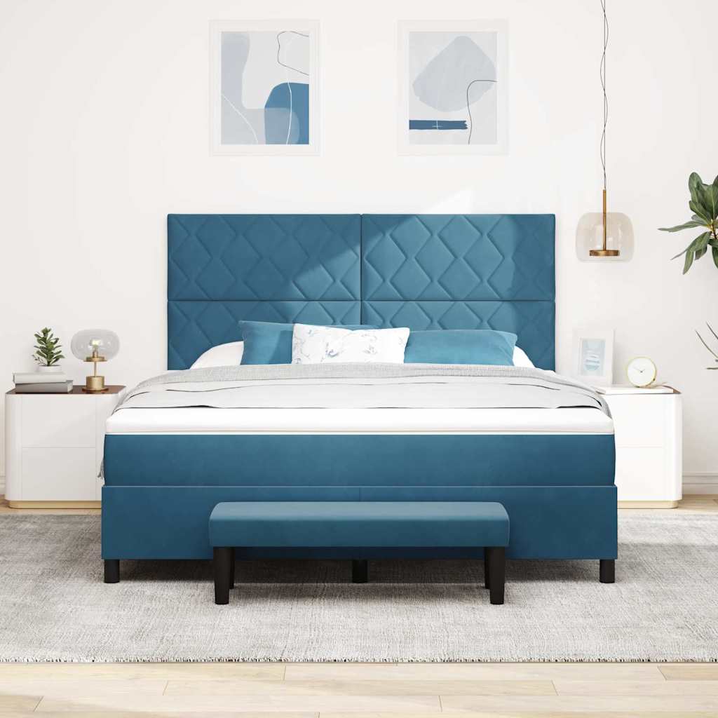 Κρεβάτι με ελατήρια Σκούρο Μπλε 200 x 180 cm Βελούδο