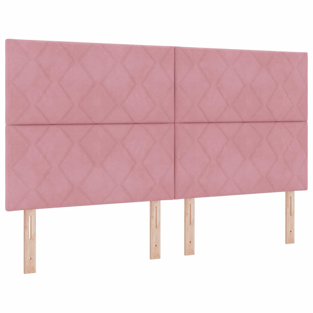 Κρεβάτι με ελατήρια με κεφαλάρι Ροζ 200 x 180 cm Βελούδο - Pakobazaar