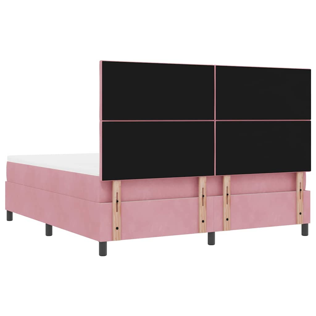 Κρεβάτι με ελατήρια με κεφαλάρι Ροζ 200 x 180 cm Βελούδο - Pakobazaar