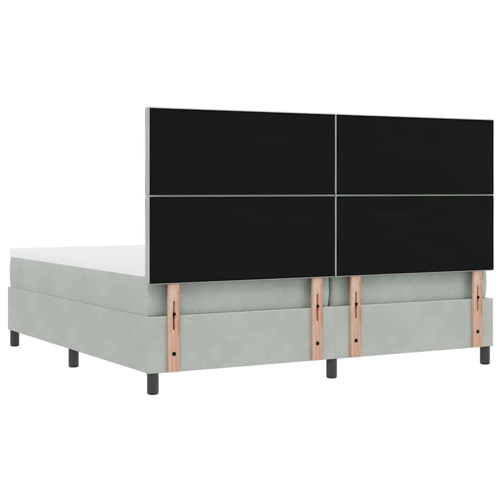 Κρεβάτι με ελατήρια Ανοιχτό γκρι 200 x 200 cm Βελούδο - Pakobazaar