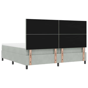 Κρεβάτι με ελατήρια Ανοιχτό γκρι 200 x 200 cm Βελούδο - Pakobazaar