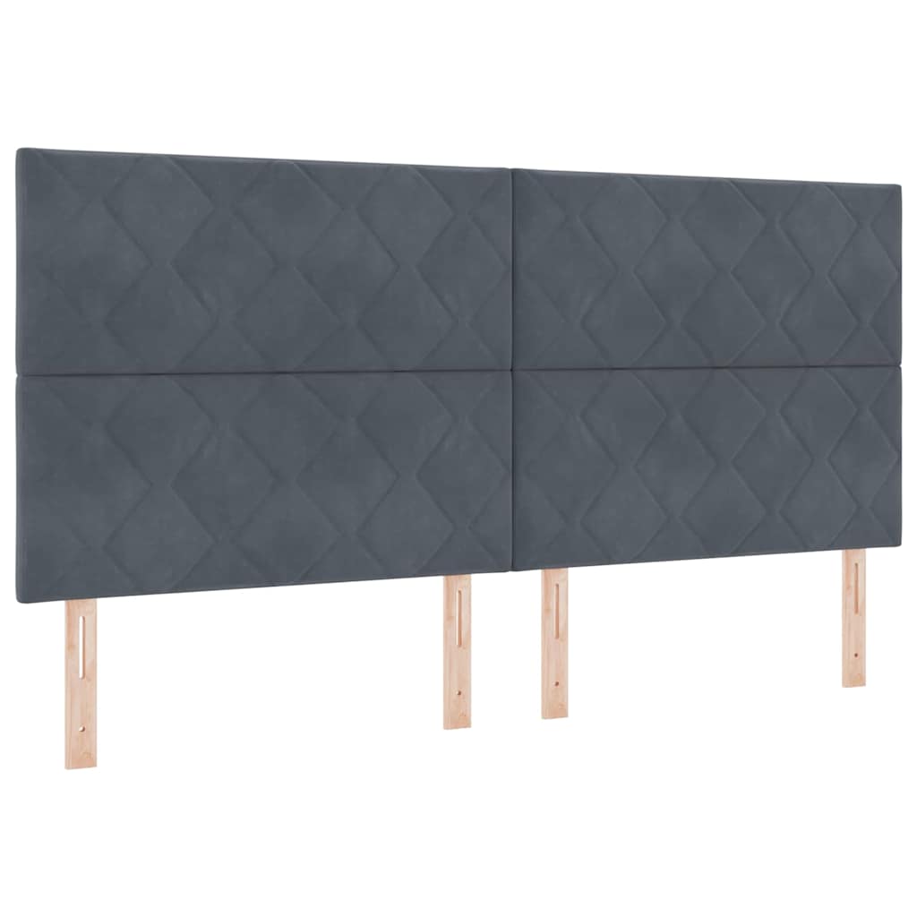Κρεβάτι με ελατήρια Σκούρο Γκρι 200 x 200 cm Βελούδο - Pakobazaar