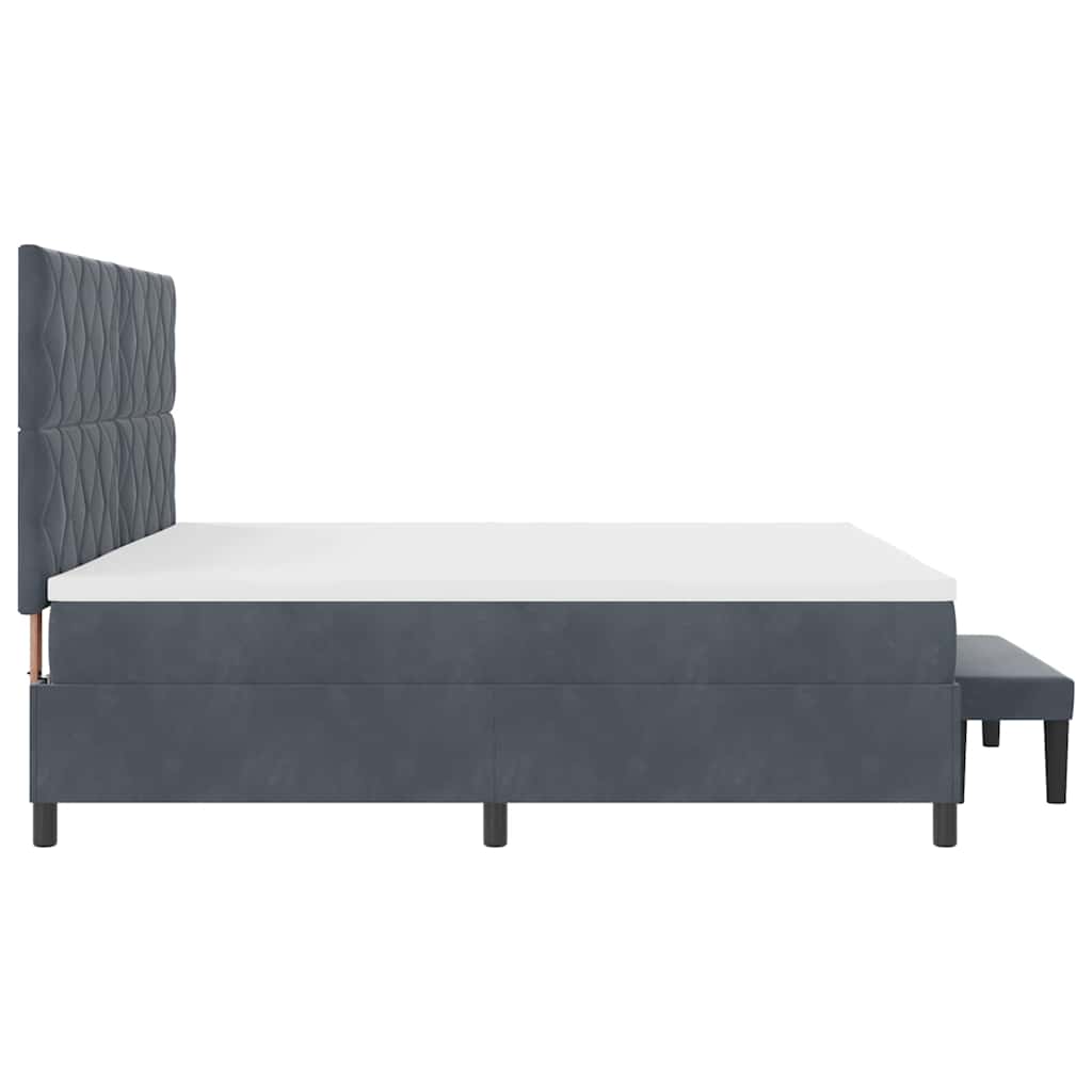 Κρεβάτι με ελατήρια Σκούρο Γκρι 200 x 200 cm Βελούδο - Pakobazaar