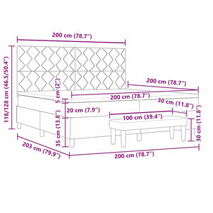 Κρεβάτι με ελατήρια Σκούρο Γκρι 200 x 200 cm Βελούδο - Pakobazaar