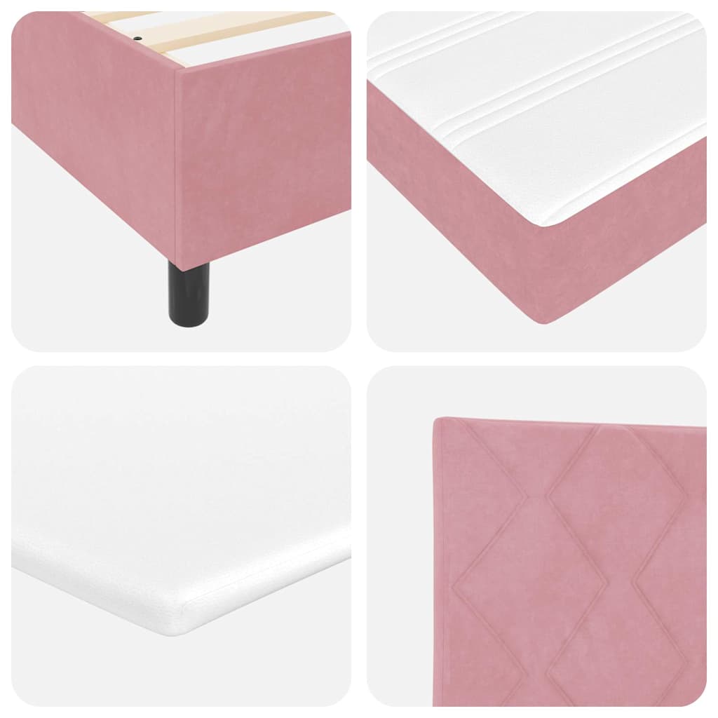 Κρεβάτι με ελατήρια με κεφαλάρι Ροζ 200 x 200 cm Βελούδο - Pakobazaar