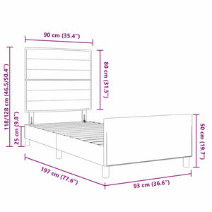 Σκελετός Κρεβατιού με κεφαλάρι Μαύρο 90 x 190 cm ύφασμα - Pakobazaar
