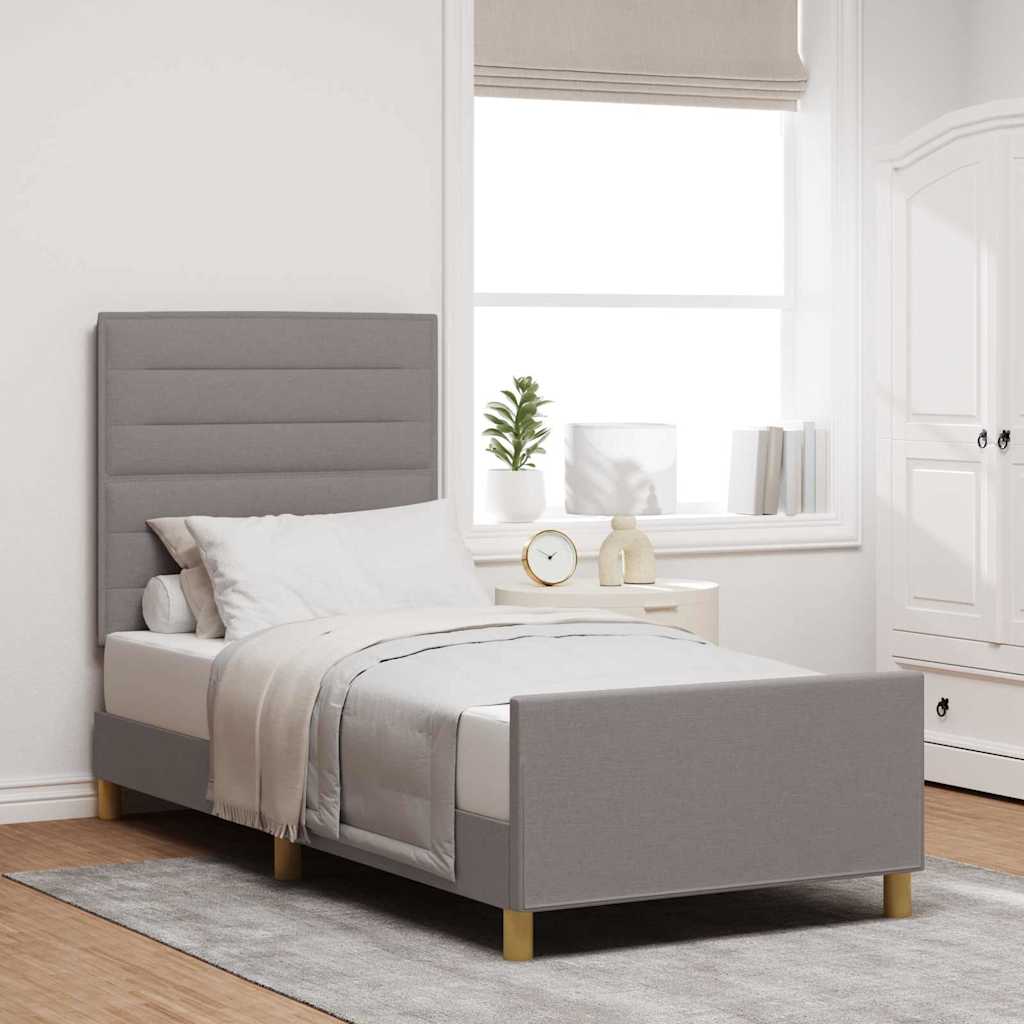 Σκελετός Κρεβατιού με κεφαλάρι Taupe 90 x 200 cm ύφασμα - Pakobazaar