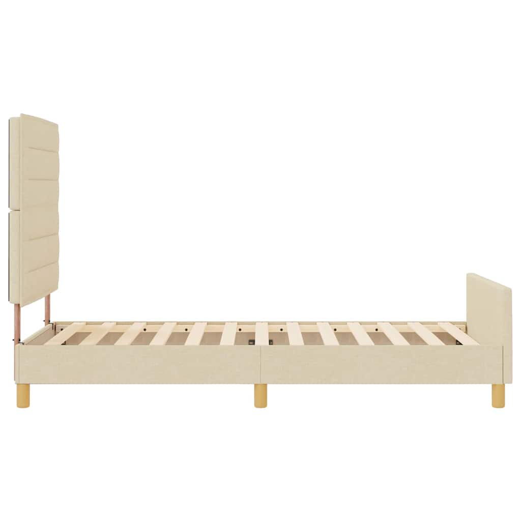 Σκελετός Κρεβατιού με κεφαλάρι Κρεμ 100 x 200 cm ύφασμα - Pakobazaar