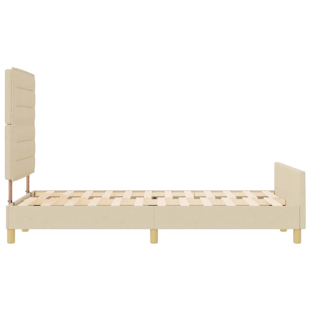 Σκελετός Κρεβατιού με κεφαλάρι Κρεμ 140 x 190 cm ύφασμα - Pakobazaar