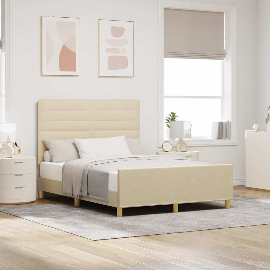 Σκελετός Κρεβατιού με κεφαλάρι Κρεμ 160 x 200 cm ύφασμα