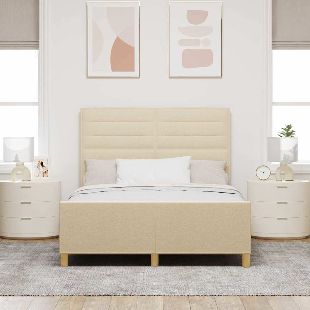Σκελετός Κρεβατιού με κεφαλάρι Κρεμ 160 x 200 cm ύφασμα