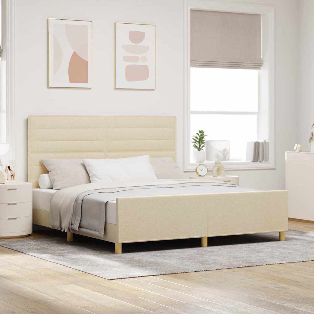 Σκελετός Κρεβατιού με κεφαλάρι Κρεμ 180 x 200 cm ύφασμα - Pakobazaar