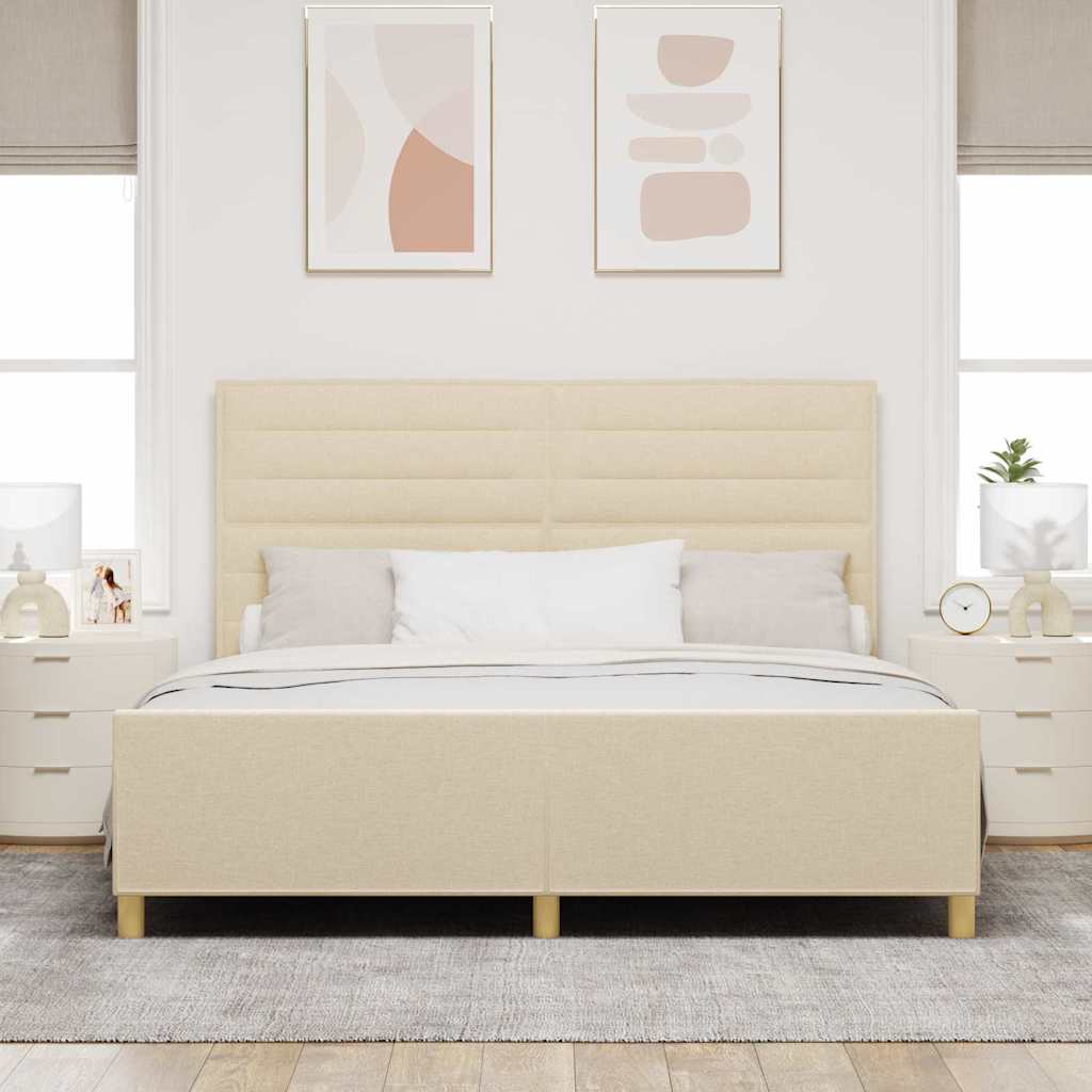 Σκελετός Κρεβατιού με κεφαλάρι Κρεμ 180 x 200 cm ύφασμα - Pakobazaar