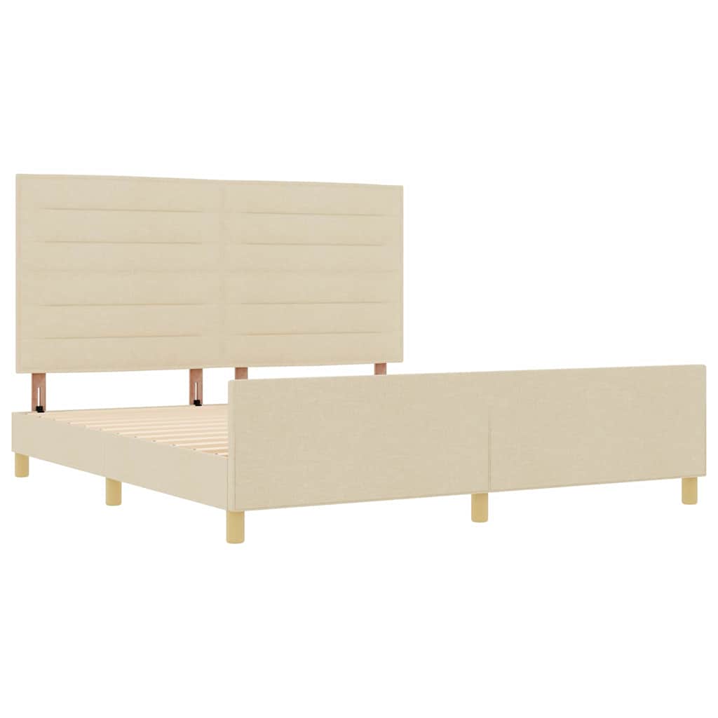 Σκελετός Κρεβατιού με κεφαλάρι Κρεμ 180 x 200 cm ύφασμα - Pakobazaar