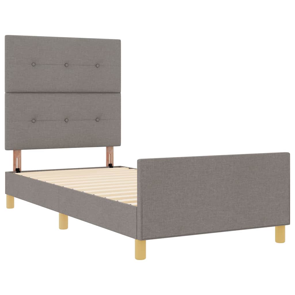 Σκελετός Κρεβατιού με κεφαλάρι Taupe 90 x 190 cm ύφασμα - Pakobazaar