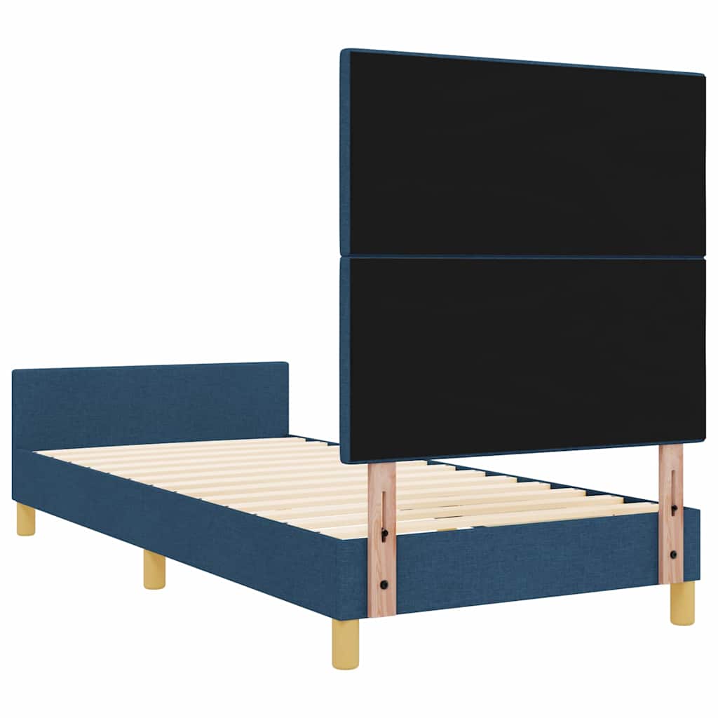 Σκελετός Κρεβατιού με κεφαλάρι Μπλε 90 x 190 cm ύφασμα - Pakobazaar