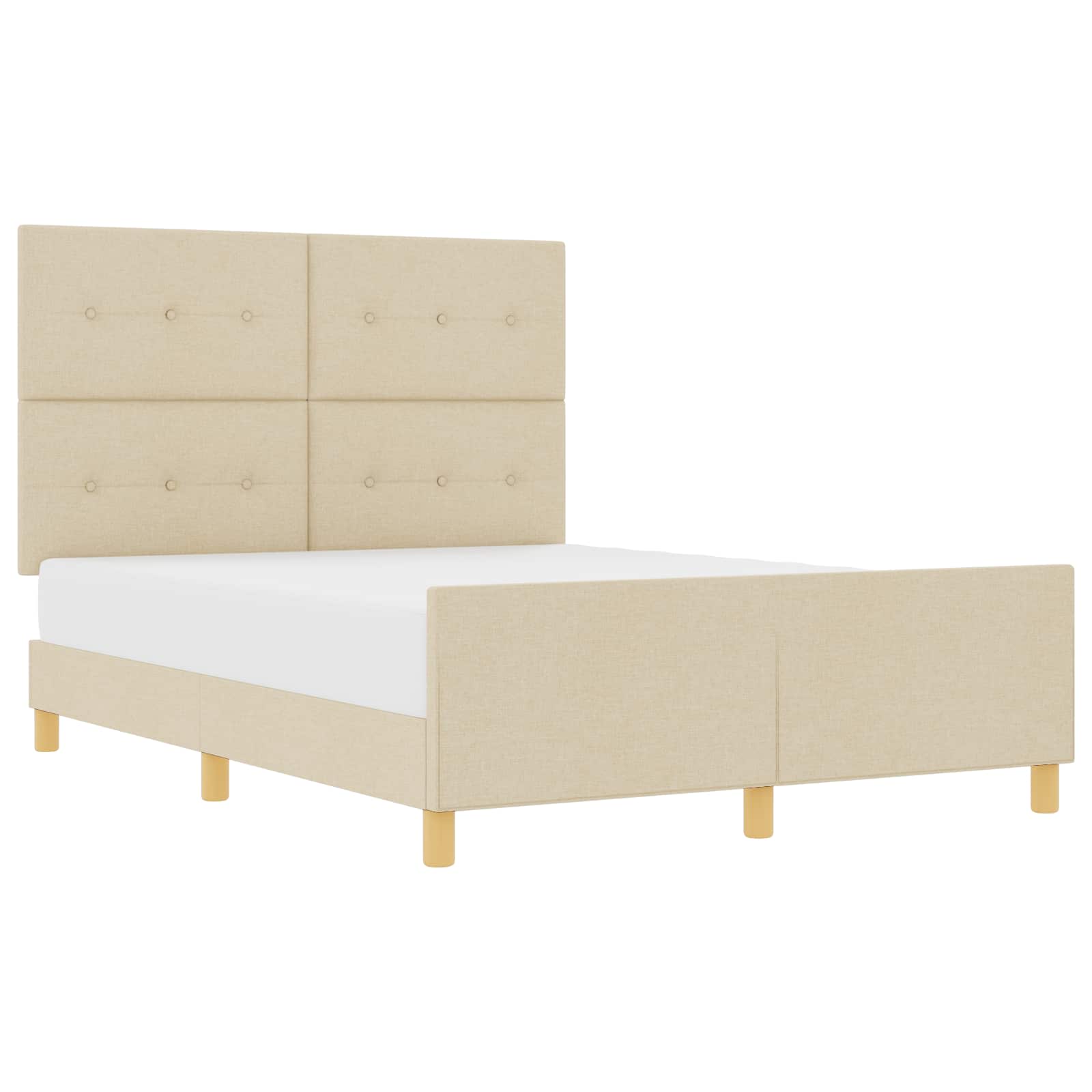 Σκελετός Κρεβατιού με κεφαλάρι Κρεμ 140 x 190 cm ύφασμα - Pakobazaar
