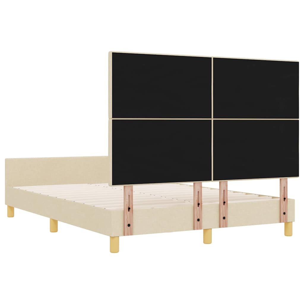 Σκελετός Κρεβατιού με κεφαλάρι Κρεμ 140 x 190 cm ύφασμα - Pakobazaar