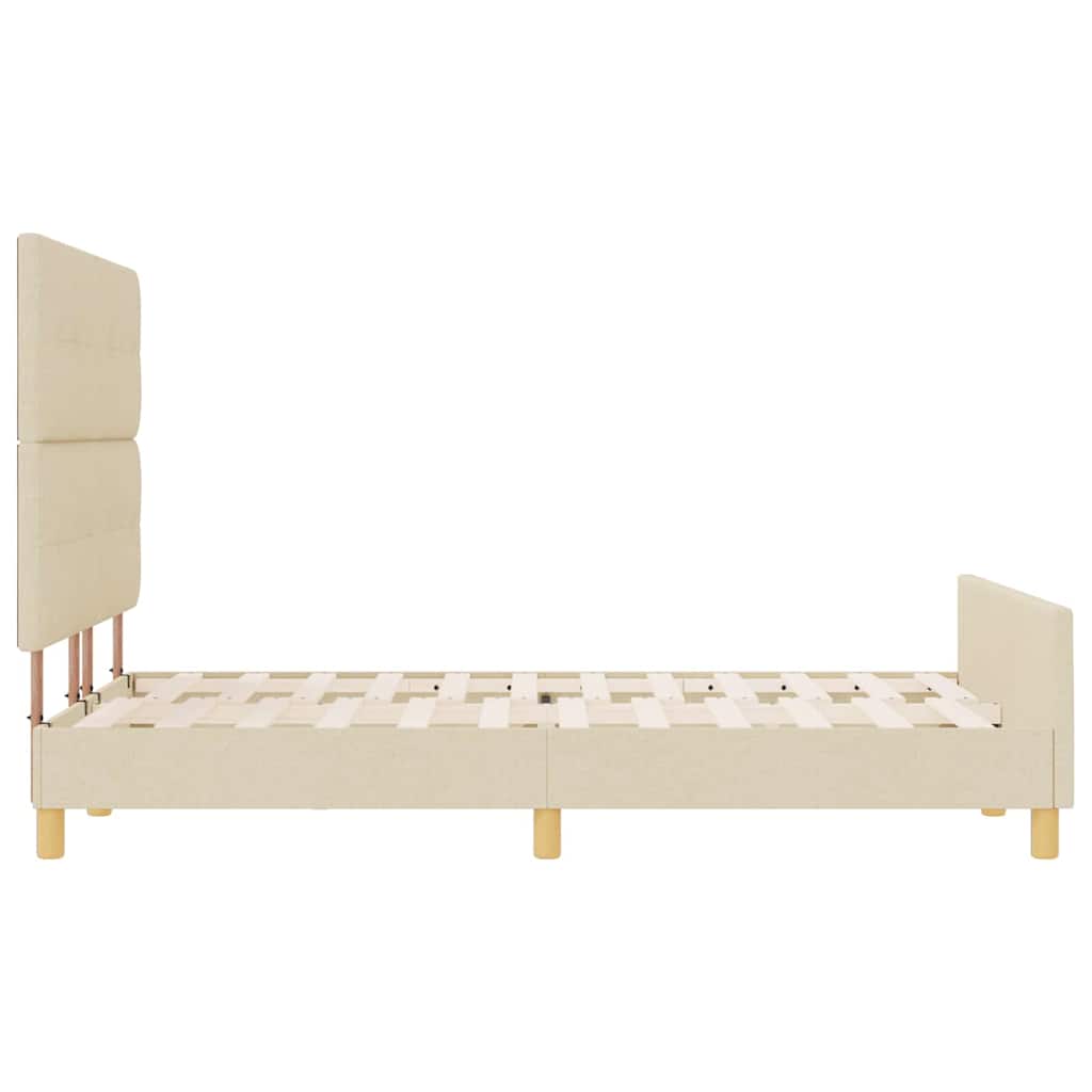 Σκελετός Κρεβατιού με κεφαλάρι Κρεμ 140 x 190 cm ύφασμα - Pakobazaar