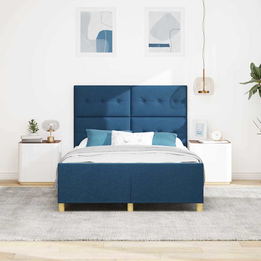 Σκελετός Κρεβατιού με κεφαλάρι Μπλε 140 x 200 cm ύφασμα - Pakobazaar