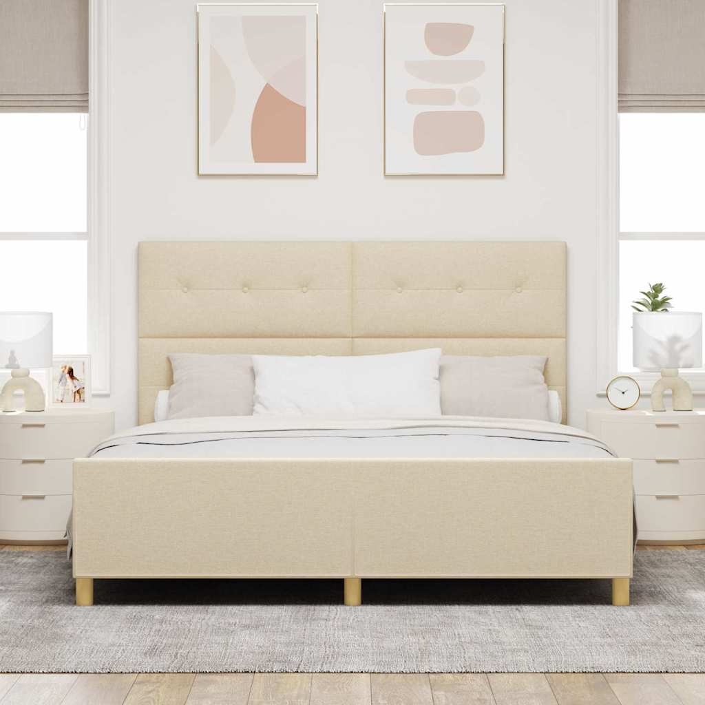 Σκελετός Κρεβατιού με κεφαλάρι Κρεμ 180 x 200 cm ύφασμα - Pakobazaar
