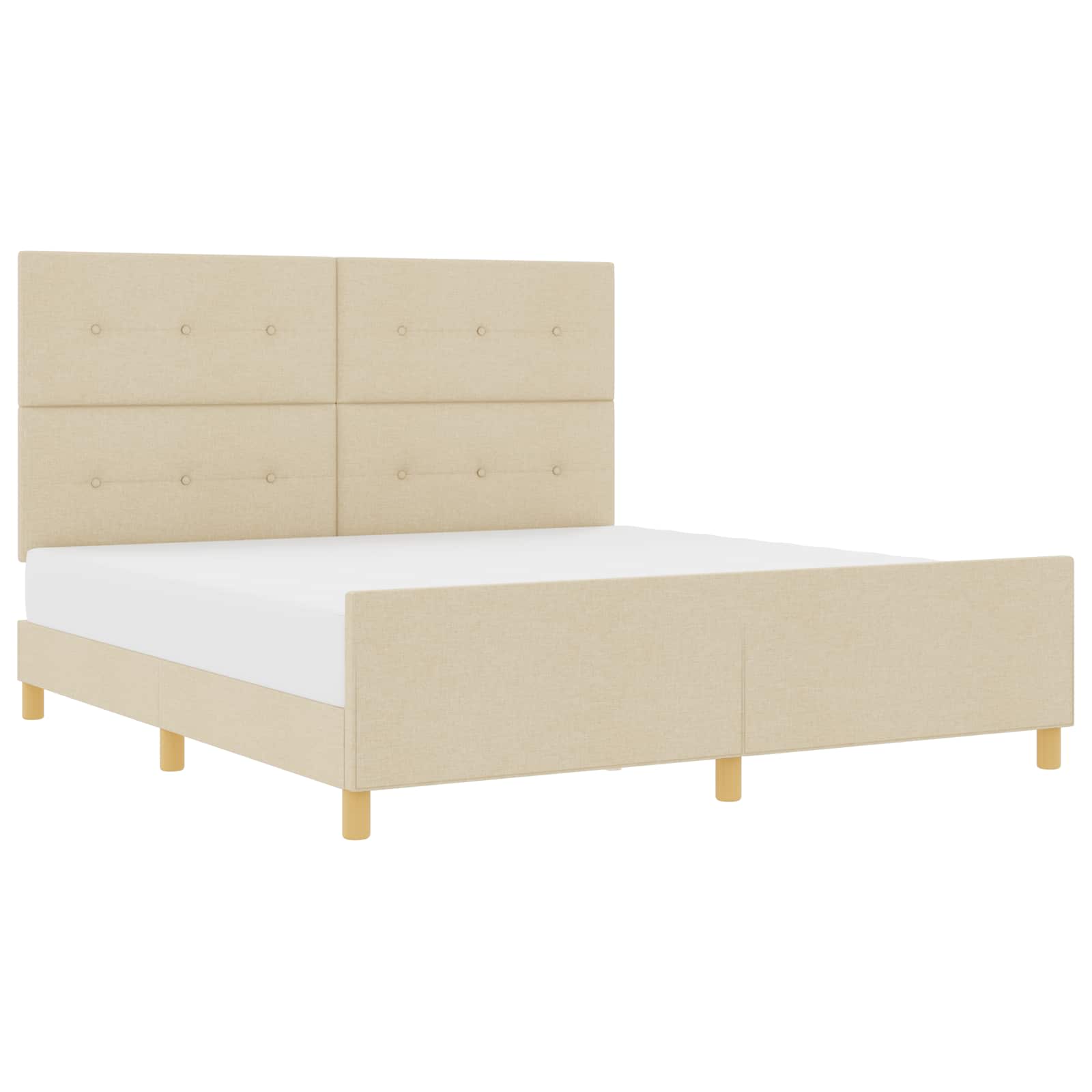 Σκελετός Κρεβατιού με κεφαλάρι Κρεμ 180 x 200 cm ύφασμα - Pakobazaar
