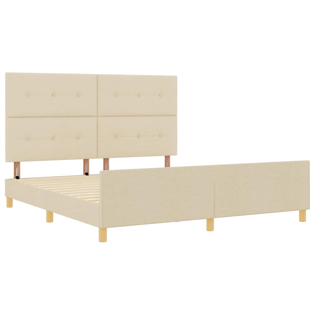 Σκελετός Κρεβατιού με κεφαλάρι Κρεμ 180 x 200 cm ύφασμα - Pakobazaar