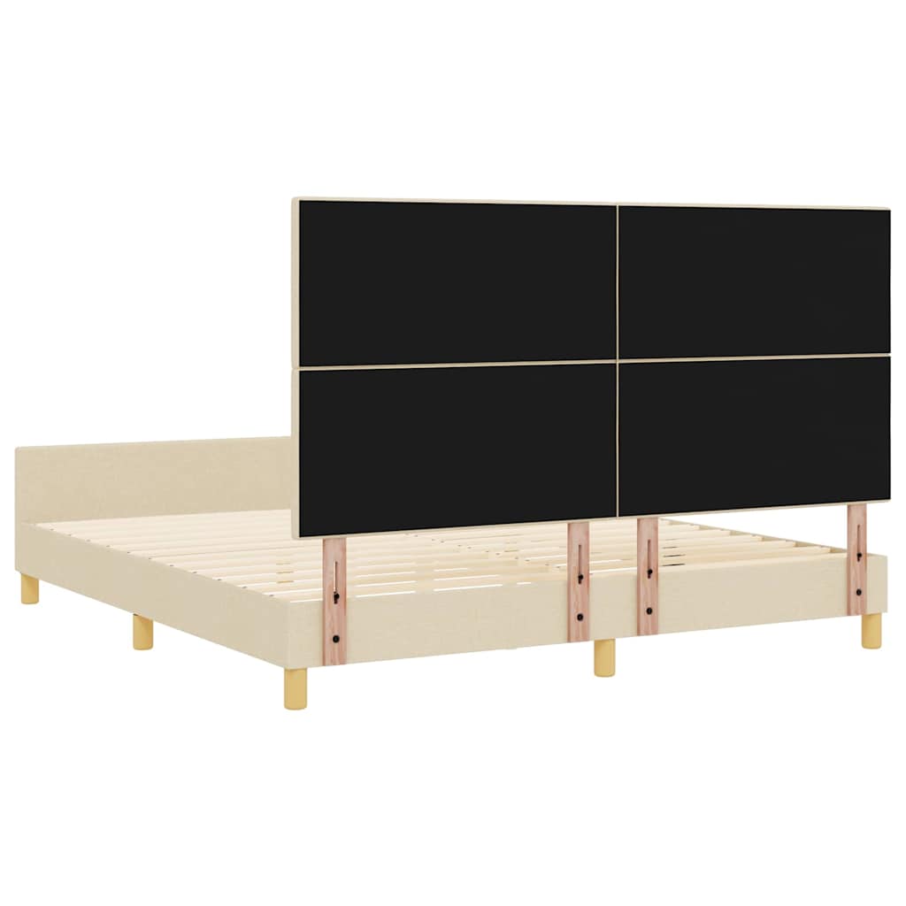 Σκελετός Κρεβατιού με κεφαλάρι Κρεμ 180 x 200 cm ύφασμα - Pakobazaar