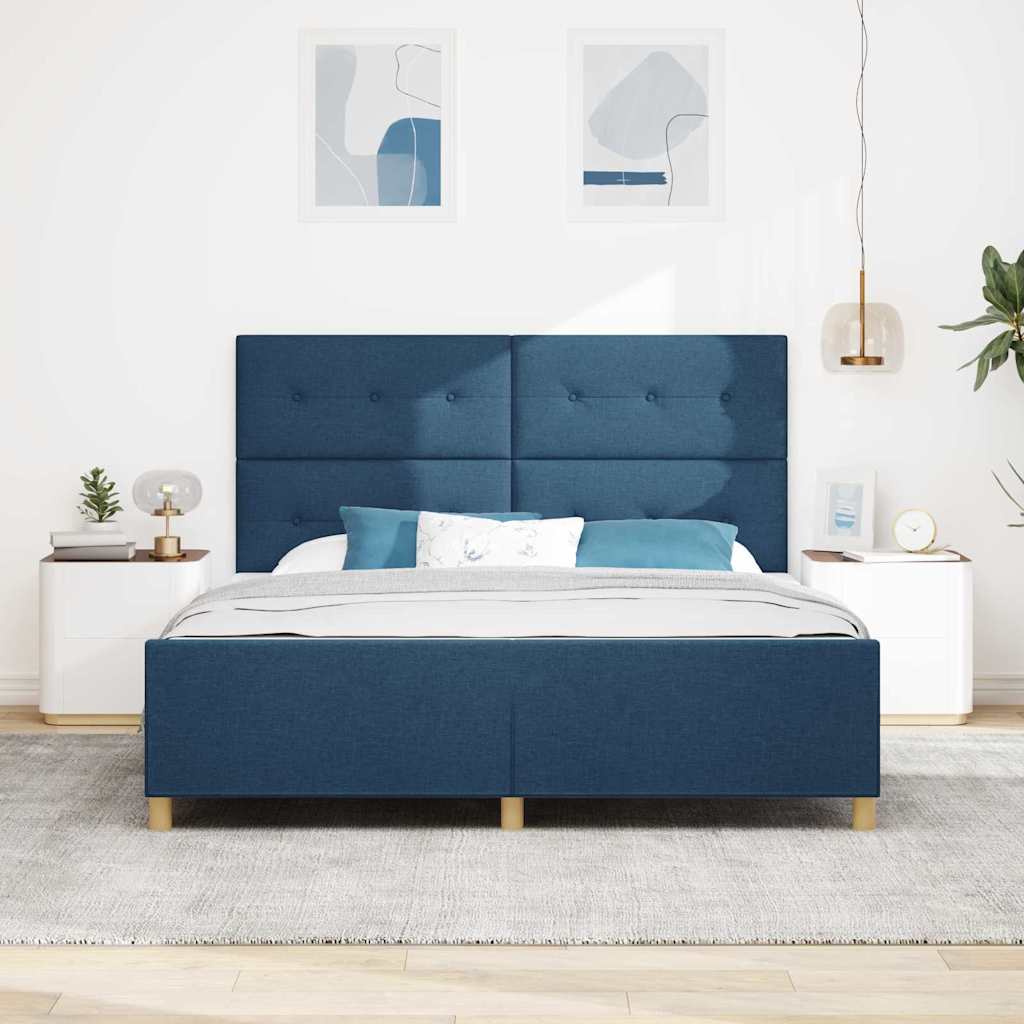 Σκελετός Κρεβατιού με κεφαλάρι Μπλε 180 x 200 cm ύφασμα - Pakobazaar