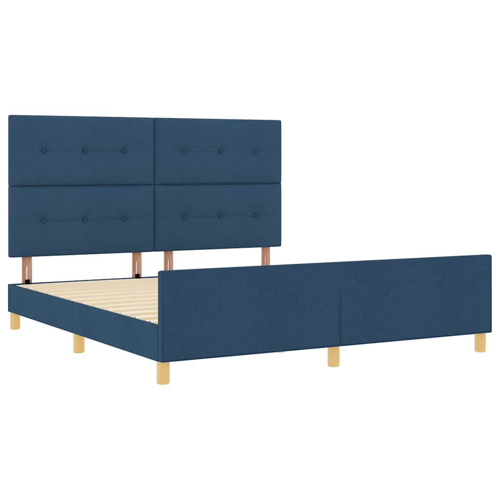 Σκελετός Κρεβατιού με κεφαλάρι Μπλε 180 x 200 cm ύφασμα - Pakobazaar