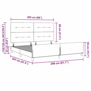 Σκελετός Κρεβατιού με κεφαλάρι Κρεμ 200 x 200 cm ύφασμα - Pakobazaar