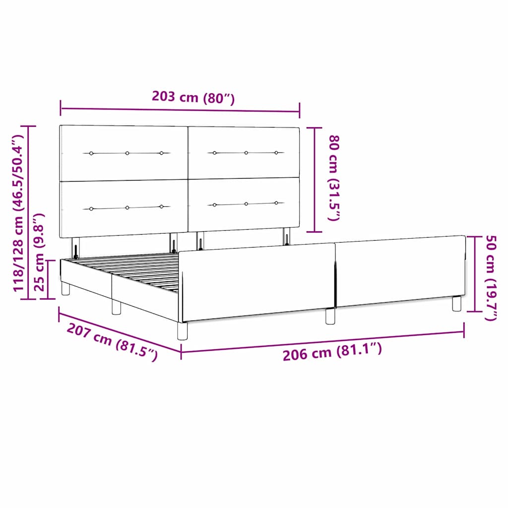 Σκελετός Κρεβατιού με κεφαλάρι Μπλε 200 x 200 cm ύφασμα