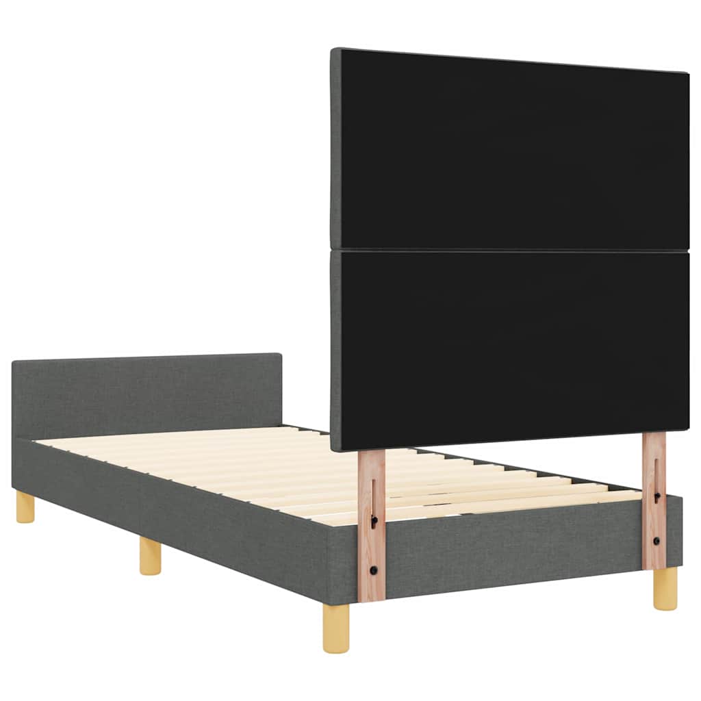 Σκελετός Κρεβατιού με κεφαλάρι Σκούρο γκρι 90 x 190 cm ύφασμα - Pakobazaar