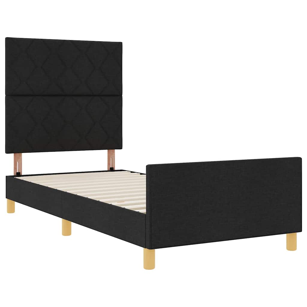 Σκελετός Κρεβατιού με κεφαλάρι Μαύρο 90 x 190 cm ύφασμα - Pakobazaar