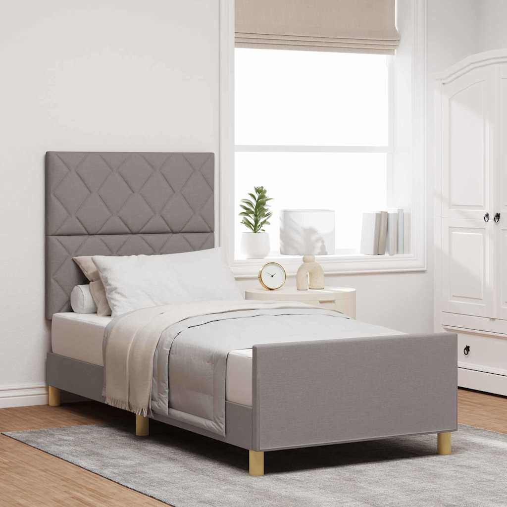 Σκελετός Κρεβατιού με κεφαλάρι Taupe 90 x 190 cm ύφασμα - Pakobazaar