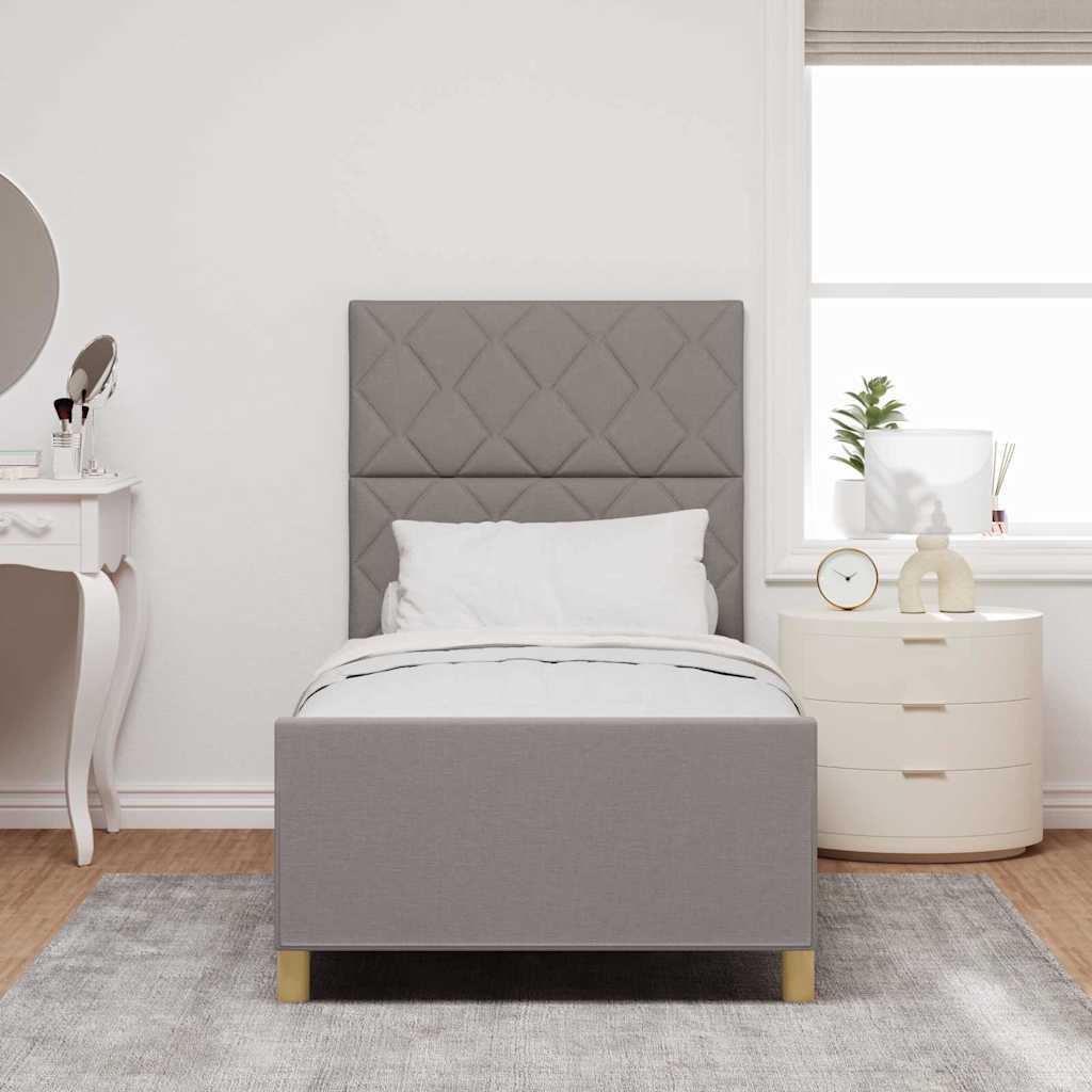 Σκελετός Κρεβατιού με κεφαλάρι Taupe 90 x 190 cm ύφασμα - Pakobazaar