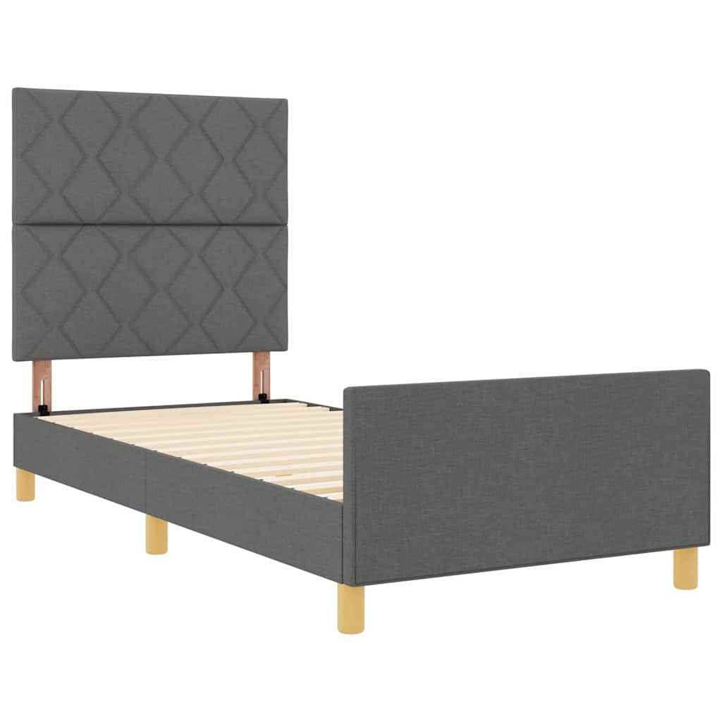 Σκελετός Κρεβατιού με κεφαλάρι Σκούρο γκρι 90 x 200 cm ύφασμα - Pakobazaar