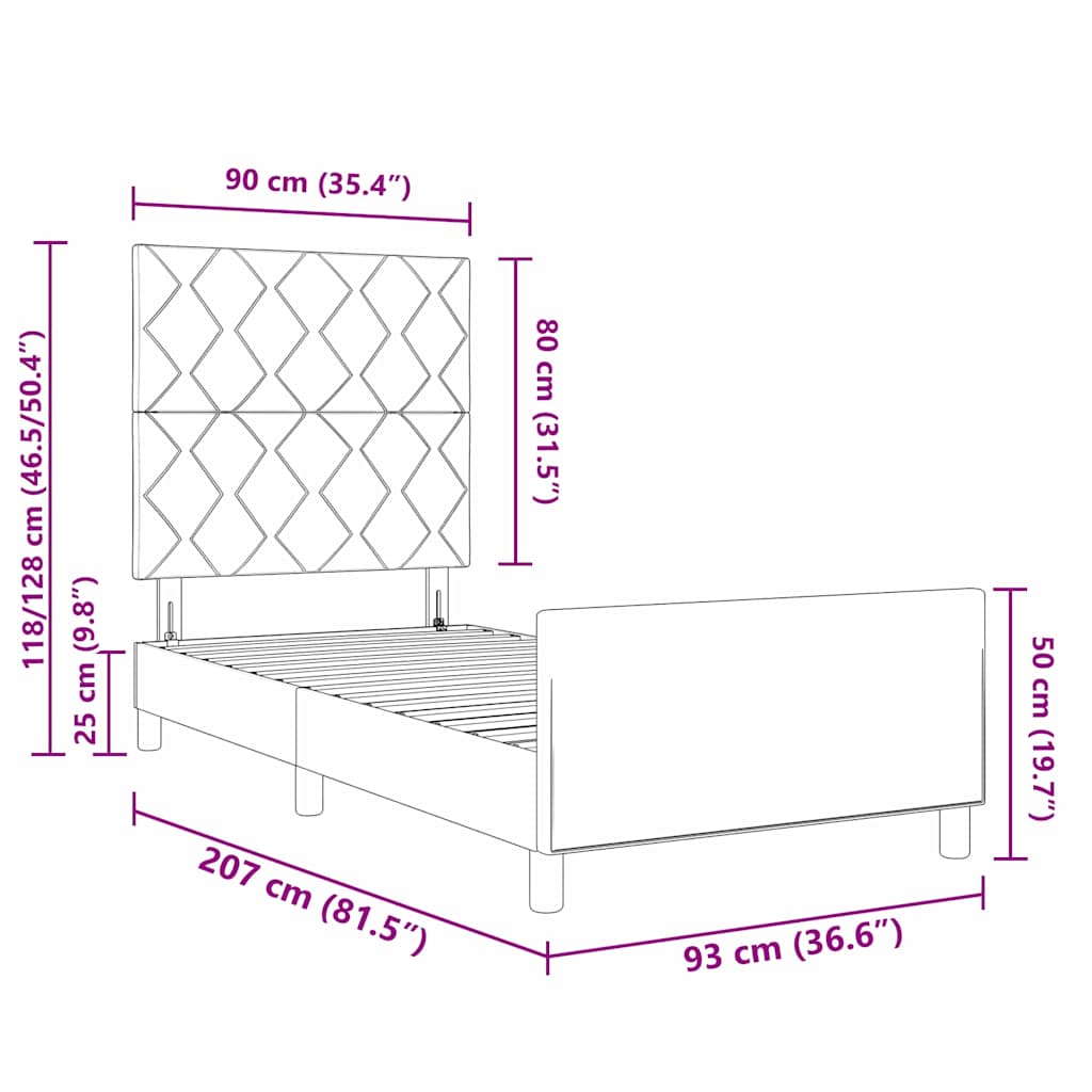Σκελετός Κρεβατιού με κεφαλάρι Μπλε 90 x 200 cm ύφασμα