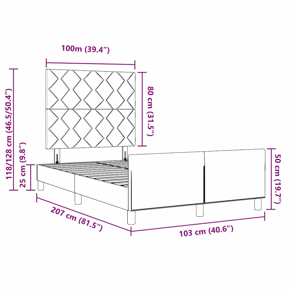 Σκελετός Κρεβατιού με κεφαλάρι Κρεμ 100 x 200 cm ύφασμα - Pakobazaar