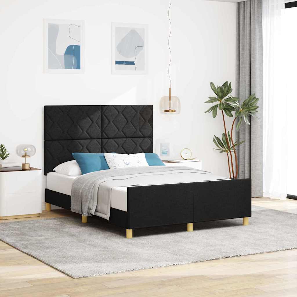 Σκελετός Κρεβατιού με κεφαλάρι Μαύρο 140 x 190 cm ύφασμα - Pakobazaar