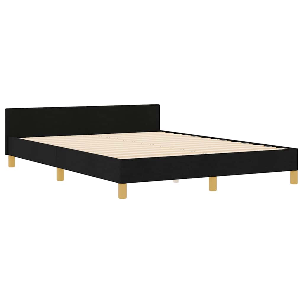Σκελετός Κρεβατιού με κεφαλάρι Μαύρο 140 x 190 cm ύφασμα - Pakobazaar