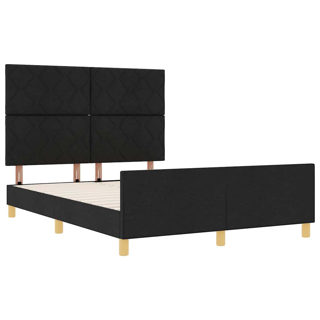Σκελετός Κρεβατιού με κεφαλάρι Μαύρο 140 x 200 cm ύφασμα - Pakobazaar