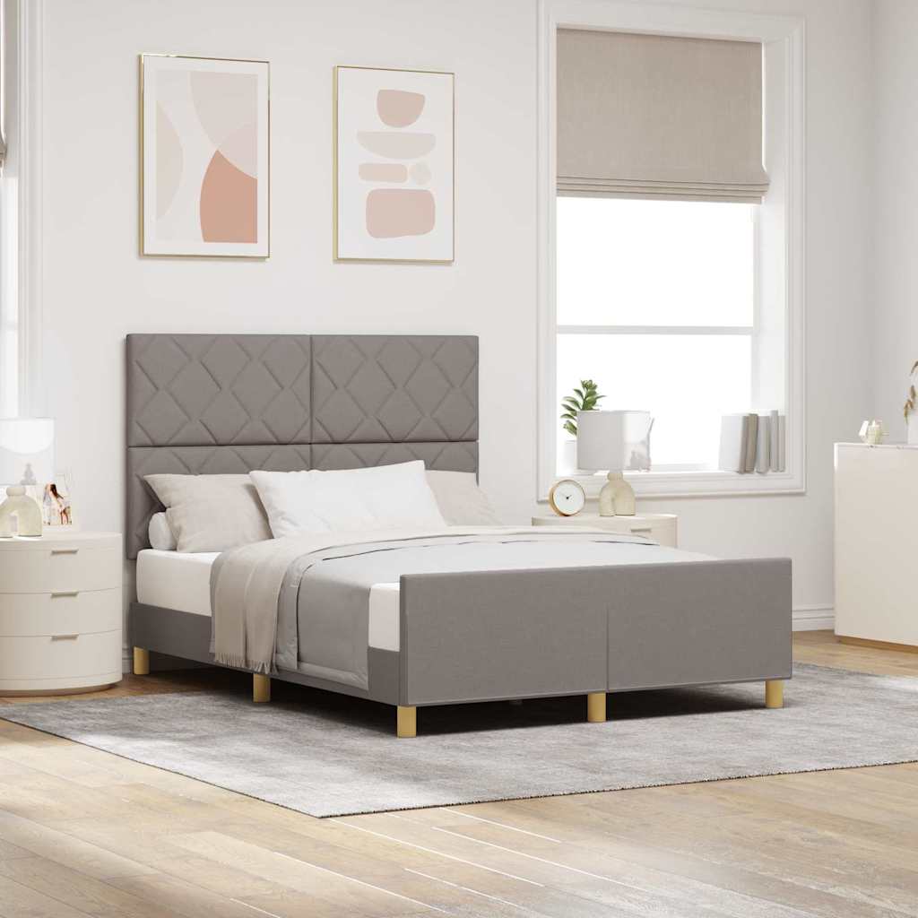 Σκελετός Κρεβατιού με κεφαλάρι Taupe 140 x 200 cm ύφασμα - Pakobazaar