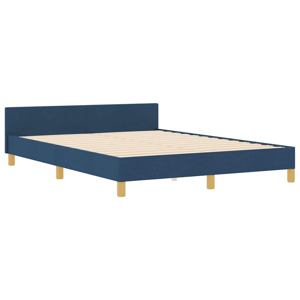 Σκελετός Κρεβατιού με κεφαλάρι Μπλε 140 x 200 cm ύφασμα - Pakobazaar