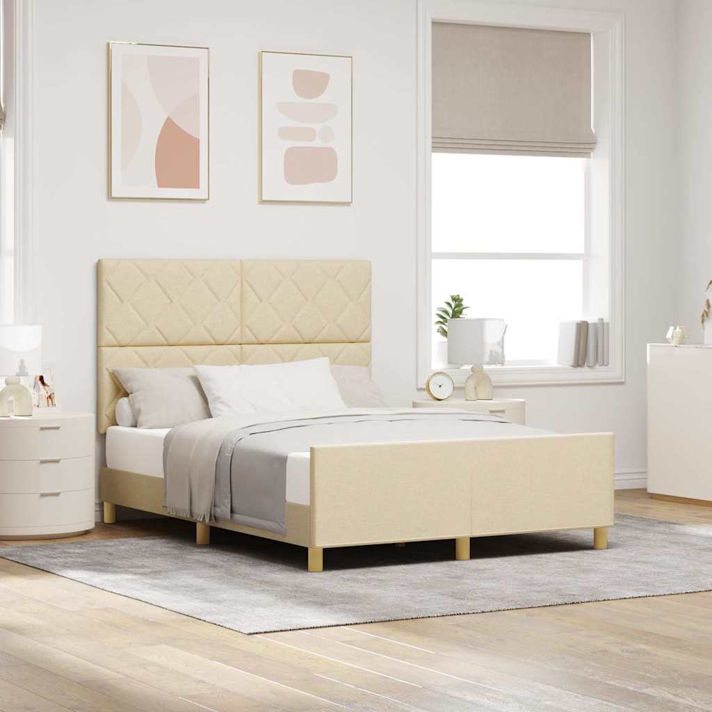 Σκελετός Κρεβατιού με κεφαλάρι Κρεμ 160 x 200 cm ύφασμα - Pakobazaar