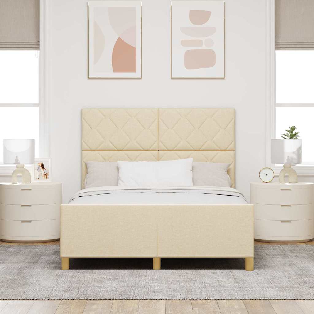 Σκελετός Κρεβατιού με κεφαλάρι Κρεμ 160 x 200 cm ύφασμα - Pakobazaar