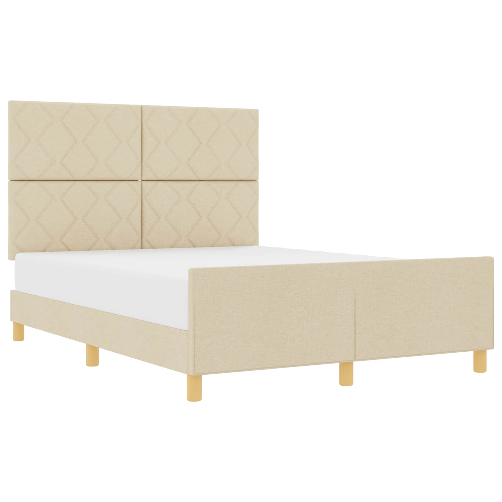 Σκελετός Κρεβατιού με κεφαλάρι Κρεμ 160 x 200 cm ύφασμα - Pakobazaar