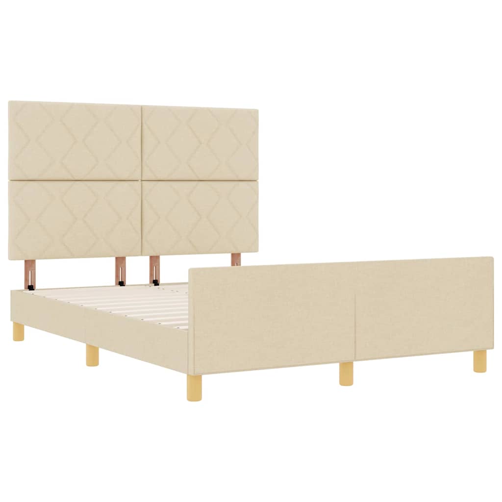 Σκελετός Κρεβατιού με κεφαλάρι Κρεμ 160 x 200 cm ύφασμα - Pakobazaar