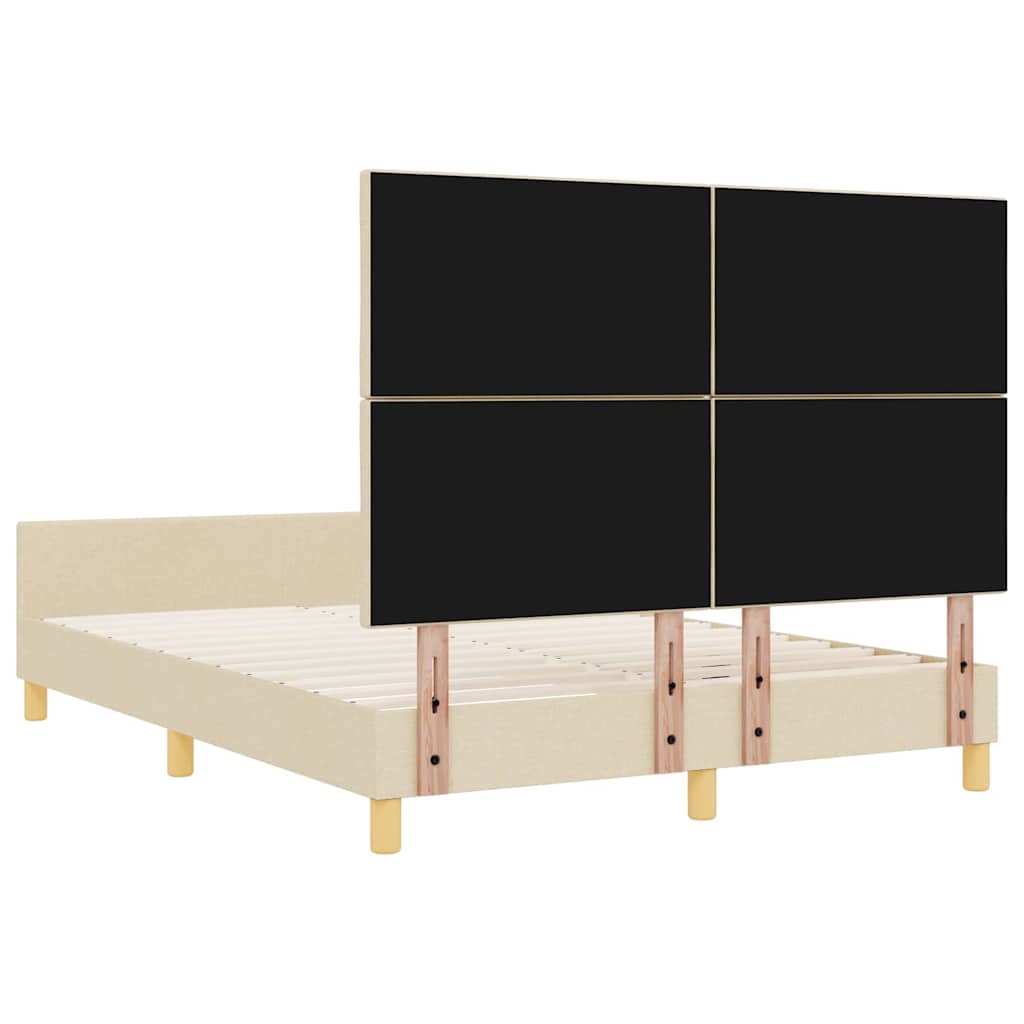 Σκελετός Κρεβατιού με κεφαλάρι Κρεμ 160 x 200 cm ύφασμα - Pakobazaar