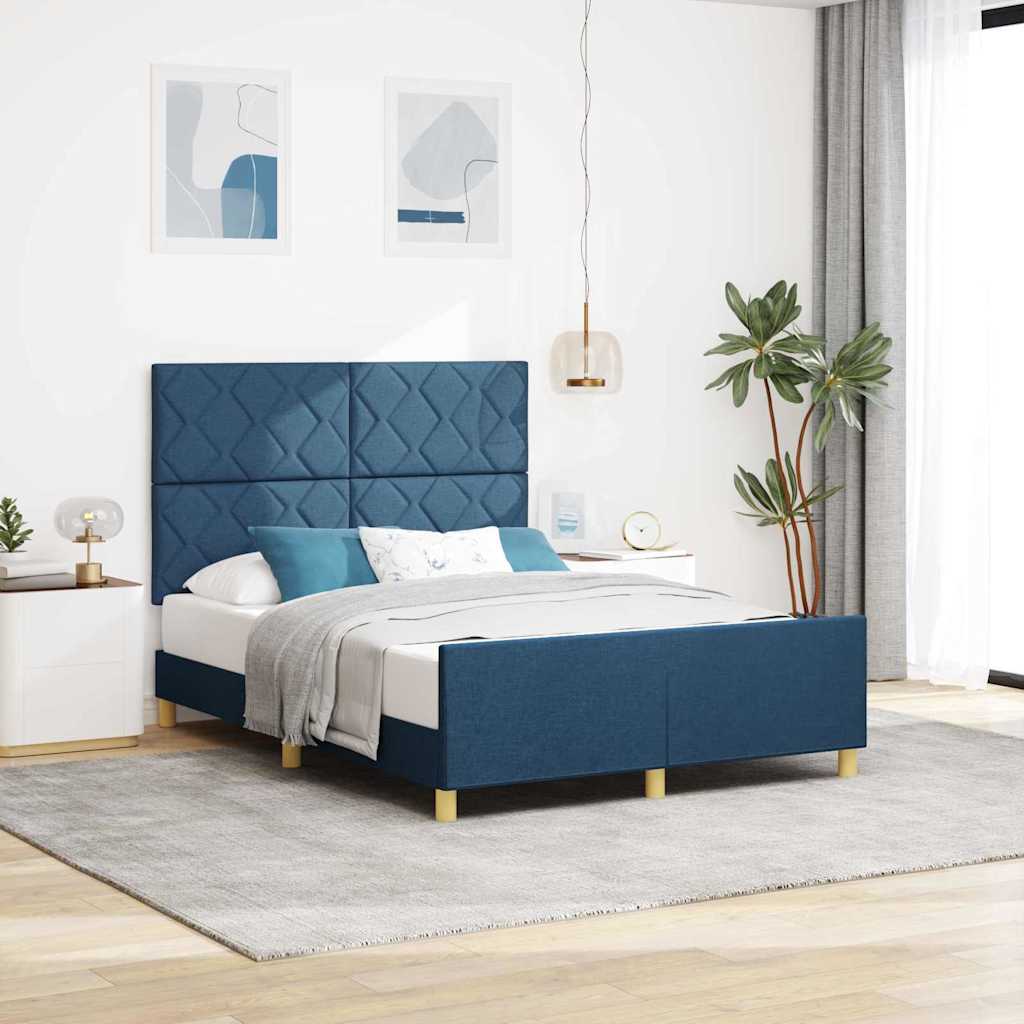 Σκελετός Κρεβατιού με κεφαλάρι Μπλε 160 x 200 cm ύφασμα - Pakobazaar